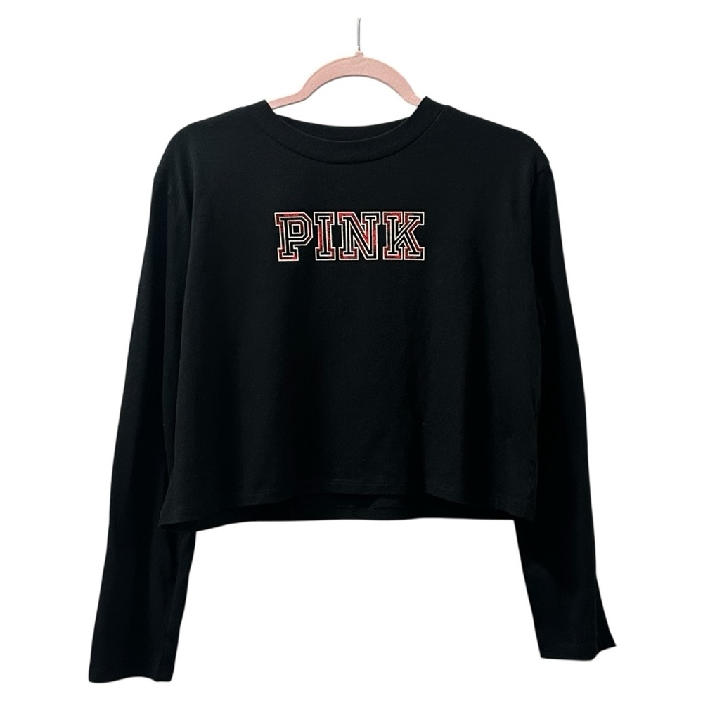 PINK Victoria's Secret Black Logo Tee, size small